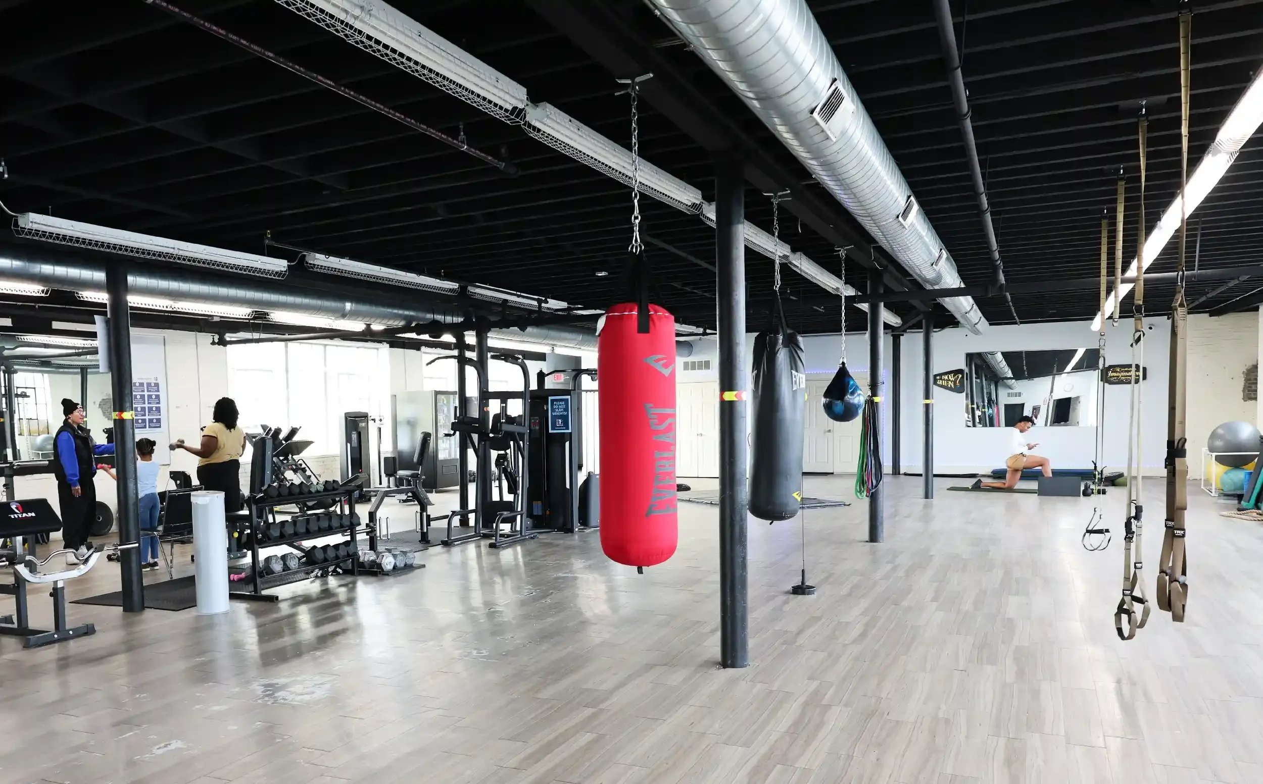The fitness center workout room